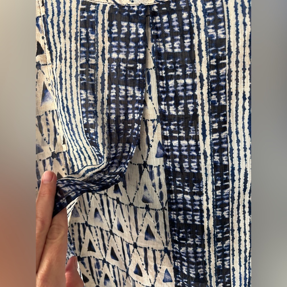 Liverpool Los Angeles Navy Cream Geometric Print Tank Top Size Large Lightweight - Picture 6 of 12